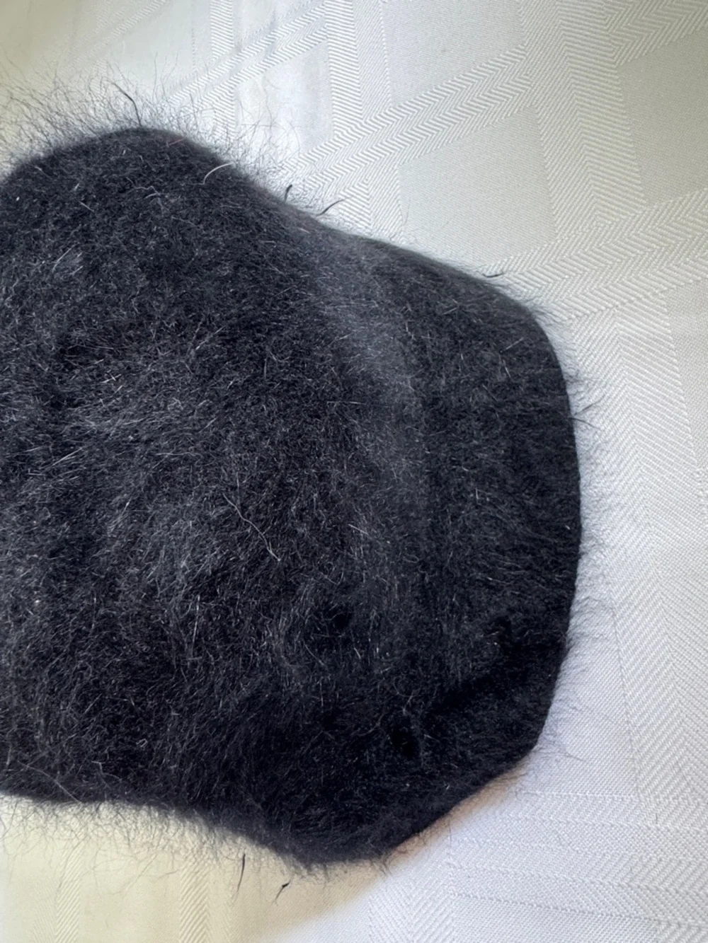 Women's Black Angora-Blend Bucket Hat